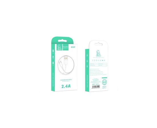 Дата кабель USB 2.0 AM to USB-C 1.0m 2.4A white Denmen (D22T-WH), зображення 3 Дата кабель USB 2.0 AM to USB-C 1.0m 2.4A white Denmen (D22T-WH), зображення 3