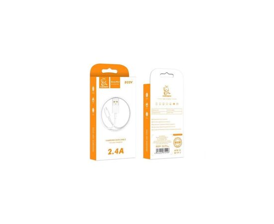 Дата кабель USB 2.0 AM to Micro 5P 1.0m 2.4A white Denmen (D22V-WH), зображення 3 Дата кабель USB 2.0 AM to Micro 5P 1.0m 2.4A white Denmen (D22V-WH), зображення 3