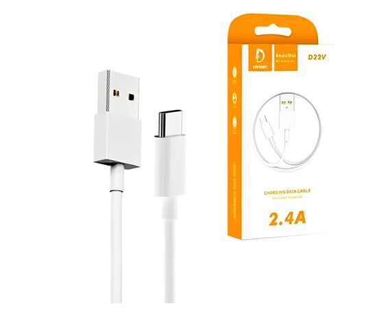 Дата кабель USB 2.0 AM to Micro 5P 1.0m 2.4A white Denmen (D22V-WH), зображення 4 Дата кабель USB 2.0 AM to Micro 5P 1.0m 2.4A white Denmen (D22V-WH), зображення 4