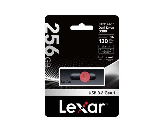 USB флеш накопитель Lexar 256GB JumpDrive Dual Drive D300 USB/Type-C3.2 (LJDD300256G-BNBNG), изображение 4 USB флеш накопитель Lexar 256GB JumpDrive Dual Drive D300 USB/Type-C3.2 (LJDD300256G-BNBNG), изображение 4