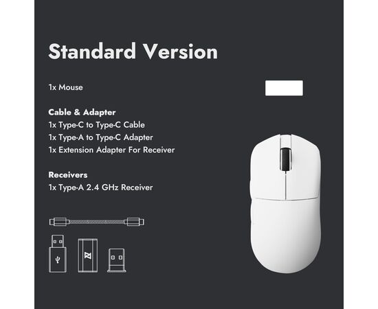 Мышка Lemokey G1 USB-A/USB-C/Wireless 8K White (G1-A2), изображение 7 Мышка Lemokey G1 USB-A/USB-C/Wireless 8K White (G1-A2), изображение 7
