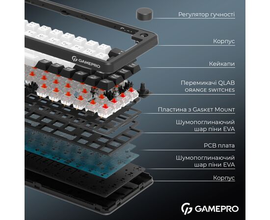 Клавіатура GamePro Asgard Valhalla MK210B Pro 65 RGB Wireless/Bluetooth/USB Black (MK210B Pro), зображення 11 Клавіатура GamePro Asgard Valhalla MK210B Pro 65 RGB Wireless/Bluetooth/USB Black (MK210B Pro), зображення 11