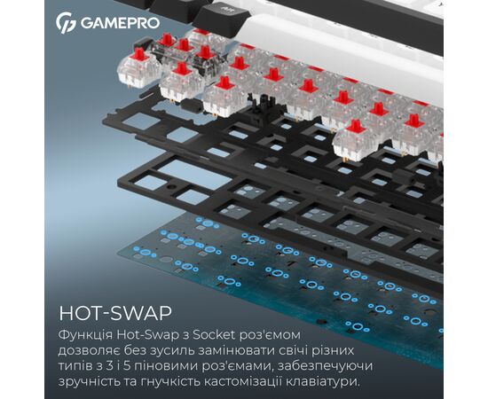 Клавіатура GamePro Asgard Valhalla MK210B Pro 65 RGB Wireless/Bluetooth/USB Black (MK210B Pro), зображення 9 Клавіатура GamePro Asgard Valhalla MK210B Pro 65 RGB Wireless/Bluetooth/USB Black (MK210B Pro), зображення 9