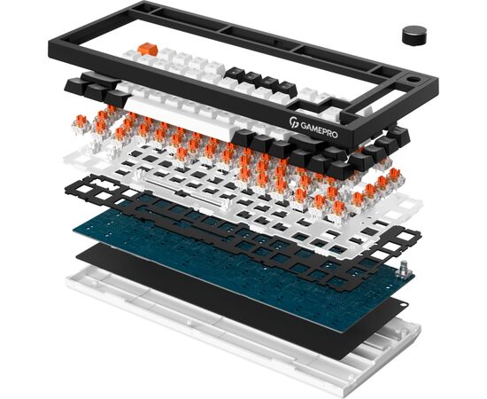 Клавіатура GamePro Asgard Valhalla MK160B Pro 75 RGB Wireless/Bluetooth/USB Black (MK160B Pro), зображення 4 Клавіатура GamePro Asgard Valhalla MK160B Pro 75 RGB Wireless/Bluetooth/USB Black (MK160B Pro), зображення 4
