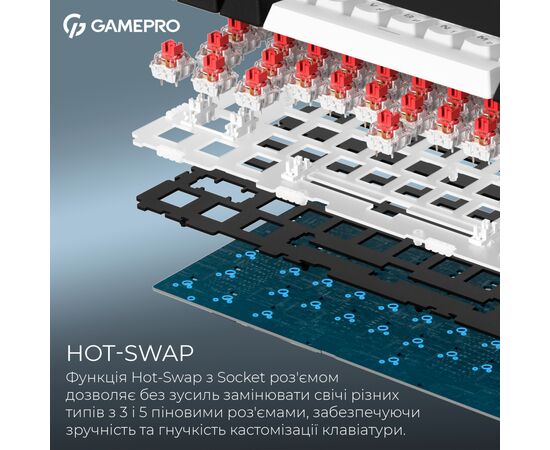 Клавіатура GamePro Asgard Valhalla MK160B Pro 75 RGB Wireless/Bluetooth/USB Black (MK160B Pro), зображення 9 Клавіатура GamePro Asgard Valhalla MK160B Pro 75 RGB Wireless/Bluetooth/USB Black (MK160B Pro), зображення 9