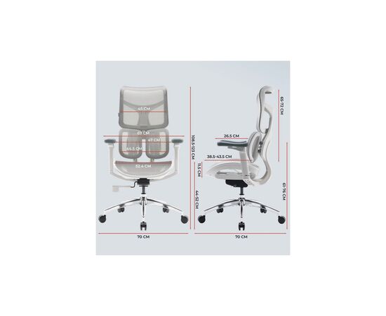 Офисное кресло Sihoo DORO S100 Mesh White (S100-M302), изображение 12 Офисное кресло Sihoo DORO S100 Mesh White (S100-M302), изображение 12