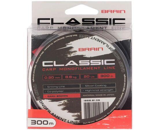 Волосінь Brain Classic Carp Line (dark brown) 300m 0.30mm 20lb 8.8kg (1858.81.03), зображення 2 Волосінь Brain Classic Carp Line (dark brown) 300m 0.30mm 20lb 8.8kg (1858.81.03), зображення 2