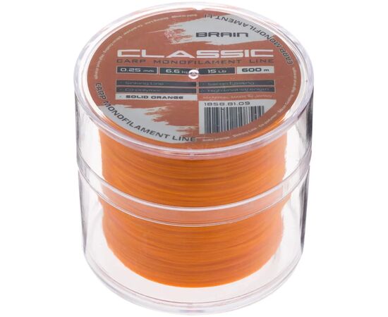 Волосінь Brain Classic Carp Line (solid orange) 600m 0.25mm 15lb 6.6kg (1858.81.09), зображення 2 Волосінь Brain Classic Carp Line (solid orange) 600m 0.25mm 15lb 6.6kg (1858.81.09), зображення 2