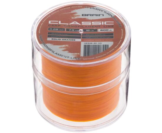 Волосінь Brain Classic Carp Line (solid orange) 600m 0.28mm 18lb 7.9kg (1858.81.10), зображення 2 Волосінь Brain Classic Carp Line (solid orange) 600m 0.28mm 18lb 7.9kg (1858.81.10), зображення 2