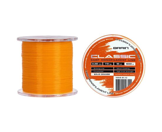 Леска Brain Classic Carp Line (solid orange) 600m 0.28mm 18lb 7.9kg (1858.81.10)