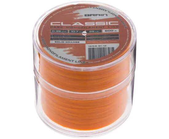Леска Brain Classic Carp Line (solid orange) 600m 0.35mm 25lb 10.7kg (1858.81.12), изображение 2