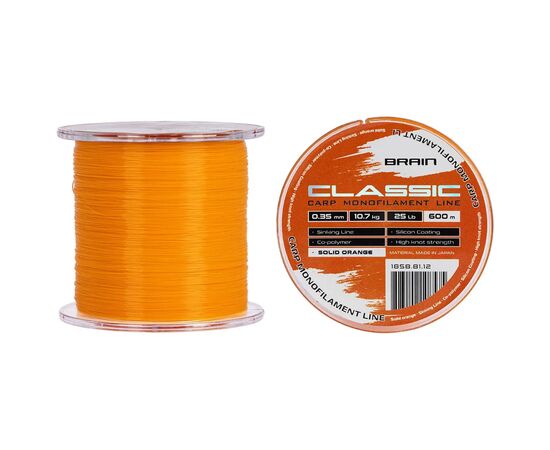 Леска Brain Classic Carp Line (solid orange) 600m 0.35mm 25lb 10.7kg (1858.81.12)