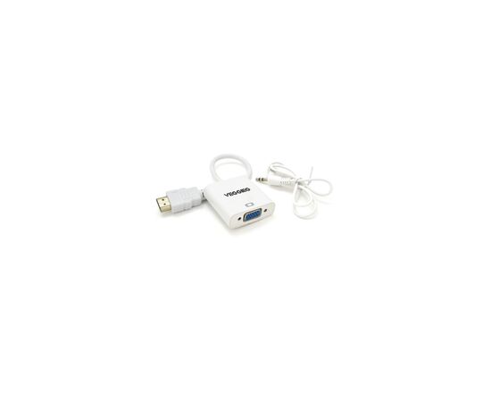 Перехідник HDMI M to VGA F + Audio 0.25m white VEGGIEG (YT-C-H-V2W)