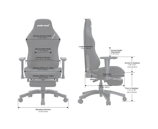 Кресло игровое Anda Seat Luna Pro Fabric Size L Dark Gray (AD18T-44-GB-F), изображение 8 Кресло игровое Anda Seat Luna Pro Fabric Size L Dark Gray (AD18T-44-GB-F), изображение 8