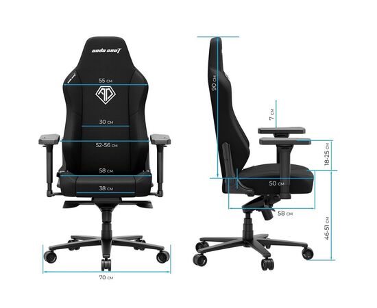 Кресло игровое Anda Seat Phantom 3 Fabric Size XL Dark Gray (AD18XL-52-GB-F-G01), изображение 8 Кресло игровое Anda Seat Phantom 3 Fabric Size XL Dark Gray (AD18XL-52-GB-F-G01), изображение 8