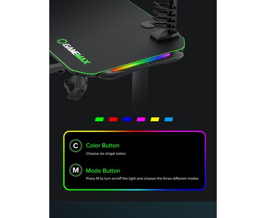 Компьютерный стол Gamemax D140 Carbon-RGB, изображение 10 Компьютерный стол Gamemax D140 Carbon-RGB, изображение 10