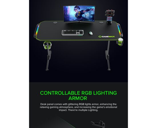 Компьютерный стол Gamemax D140 Carbon-RGB, изображение 9 Компьютерный стол Gamemax D140 Carbon-RGB, изображение 9