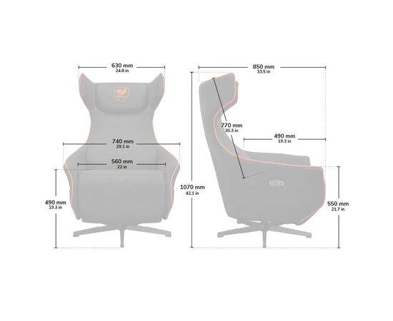 Кресло игровое Cougar Magus Gray (MAGUS Gray), изображение 10 Кресло игровое Cougar Magus Gray (MAGUS Gray), изображение 10