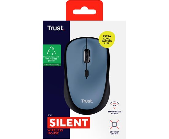 Мышка Trust Yvi+ Silent Wireless/Bluetooth Dark Blue (25514), изображение 6 Мышка Trust Yvi+ Silent Wireless/Bluetooth Dark Blue (25514), изображение 6