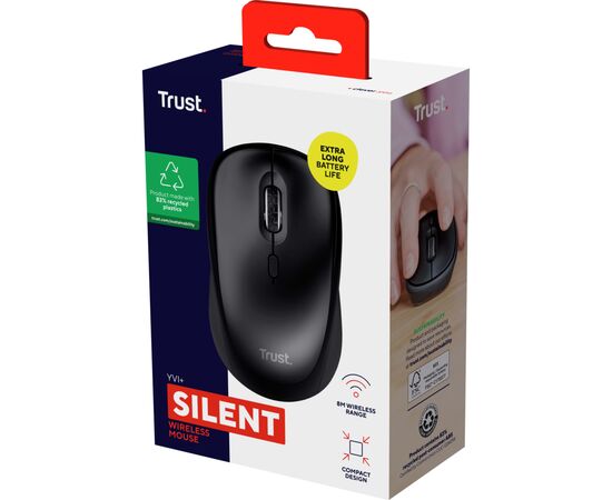 Мышка Trust Yvi+ Silent Wireless/Bluetooth Glossy Black (25512), изображение 5 Мышка Trust Yvi+ Silent Wireless/Bluetooth Glossy Black (25512), изображение 5