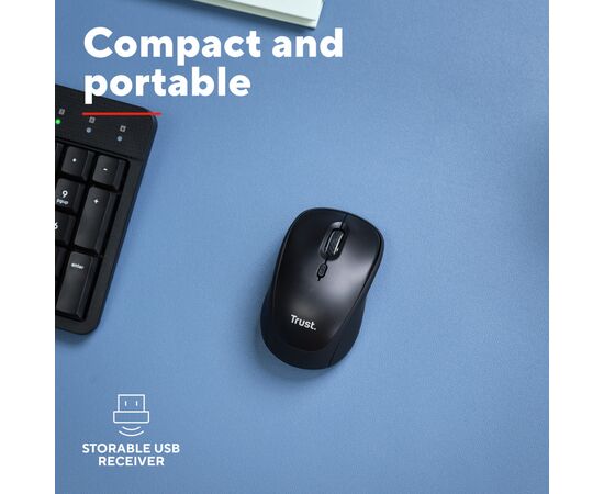 Мышка Trust Yvi+ Silent Wireless/Bluetooth Glossy Black (25512), изображение 9 Мышка Trust Yvi+ Silent Wireless/Bluetooth Glossy Black (25512), изображение 9