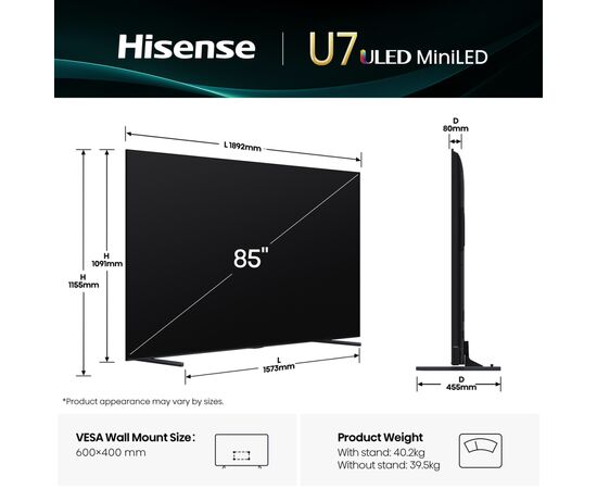 Телевизор Hisense 85U7Q, изображение 2 Телевизор Hisense 85U7Q, изображение 2