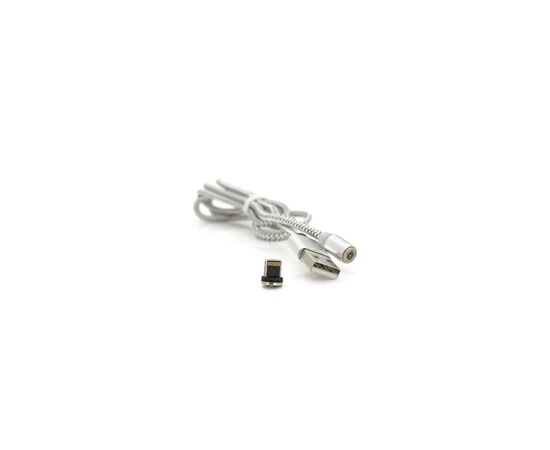 Дата кабель USB 2.0 to Lightning 1.0m 2A magnetic nylon silver PiPo (18168), изображение 3