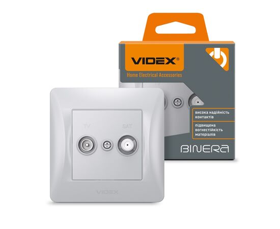ТВ розетка Videx BINERA TV+SAT конечная серебряный шёлк (VF-BNSK2TVSATE-SS), изображение 4 ТВ розетка Videx BINERA TV+SAT конечная серебряный шёлк (VF-BNSK2TVSATE-SS), изображение 4