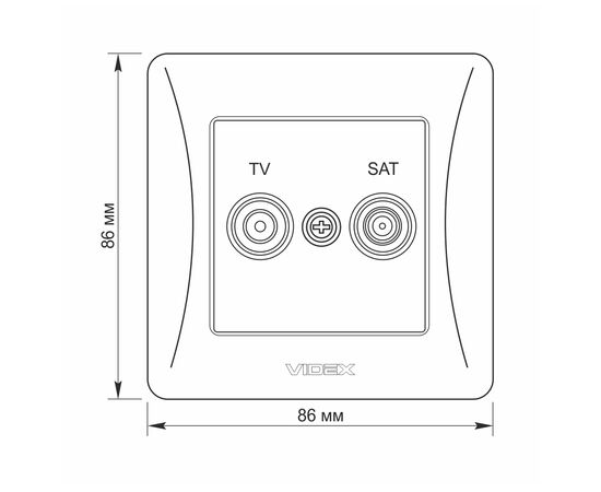 ТВ розетка Videx BINERA TV+SAT конечная серебряный шёлк (VF-BNSK2TVSATE-SS), изображение 5 ТВ розетка Videx BINERA TV+SAT конечная серебряный шёлк (VF-BNSK2TVSATE-SS), изображение 5