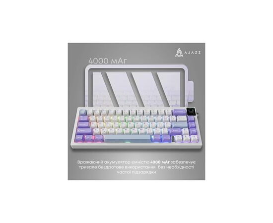 Клавіатура Ajazz AK650 Flying Fish Switch Purple RGB USB/Wireless/Bluetooth UA Purple (AK650-FF-PWB), зображення 12 Клавіатура Ajazz AK650 Flying Fish Switch Purple RGB USB/Wireless/Bluetooth UA Purple (AK650-FF-PWB), зображення 12