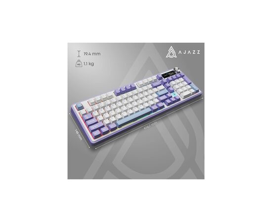Клавіатура Ajazz AK980 Clear Sky Switch Purple RGB USB/Wireless/Bluetooth UA Purple (AK980-CS-PWB), зображення 8 Клавіатура Ajazz AK980 Clear Sky Switch Purple RGB USB/Wireless/Bluetooth UA Purple (AK980-CS-PWB), зображення 8