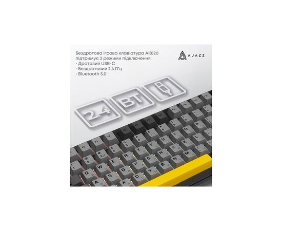 Клавіатура Ajazz AK820 MAX PLUS Daydream Switch RGB Wireless/Bluetooth/USB Black (AK820MAX-DD-BGY), зображення 5 Клавіатура Ajazz AK820 MAX PLUS Daydream Switch RGB Wireless/Bluetooth/USB Black (AK820MAX-DD-BGY), зображення 5