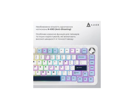 Клавіатура Ajazz AK820 MAX PLUS Daydream Switch RGB Wireless/Bluetooth/USB White (AK820MAX-DD-BWD), зображення 10 Клавіатура Ajazz AK820 MAX PLUS Daydream Switch RGB Wireless/Bluetooth/USB White (AK820MAX-DD-BWD), зображення 10