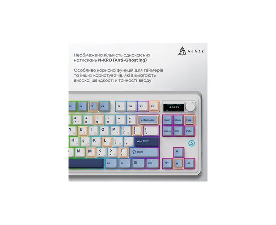 Клавіатура Ajazz AK870 PLUS Murad Switch RGB Wireless/Bluetooth/USB White (AK870-MU-BWD), зображення 11 Клавіатура Ajazz AK870 PLUS Murad Switch RGB Wireless/Bluetooth/USB White (AK870-MU-BWD), зображення 11