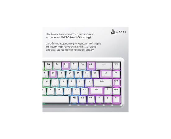 Клавіатура Ajazz AK680 MAX Magnetic Switch RGB USB White (AK680-WM-W-A), зображення 6 Клавіатура Ajazz AK680 MAX Magnetic Switch RGB USB White (AK680-WM-W-A), зображення 6
