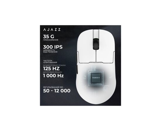 Мышка Ajazz AJ159P MC Wireless/Bluetooth/USB Charging Dock White (AJ159P-MC-W), изображение 11 Мышка Ajazz AJ159P MC Wireless/Bluetooth/USB Charging Dock White (AJ159P-MC-W), изображение 11