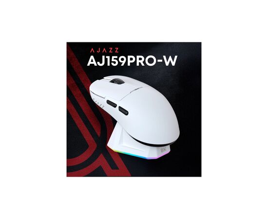 Мышка Ajazz AJ159PRO Wireless/Bluetooth/USB Charging Dock White (AJ159-PRO-W), изображение 4 Мышка Ajazz AJ159PRO Wireless/Bluetooth/USB Charging Dock White (AJ159-PRO-W), изображение 4