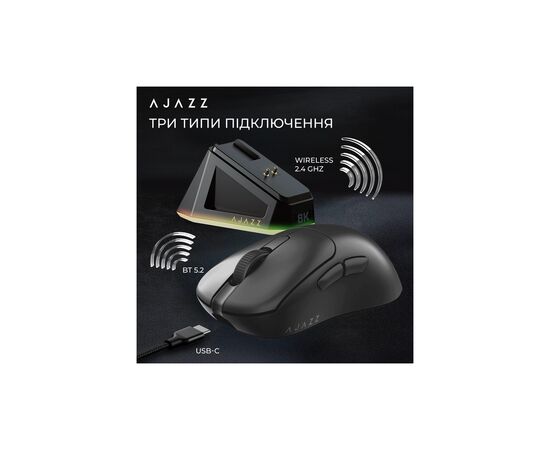 Мышка Ajazz AJ179PRO Wireless/Bluetooth/USB Charging Dock Black (AJ179-PRO-B), изображение 12 Мышка Ajazz AJ179PRO Wireless/Bluetooth/USB Charging Dock Black (AJ179-PRO-B), изображение 12