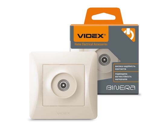 ТВ розетка Videx BINERA TV одинарная кремо (VF-BNSK1TVME-CR), изображение 4 ТВ розетка Videx BINERA TV одинарная кремо (VF-BNSK1TVME-CR), изображение 4