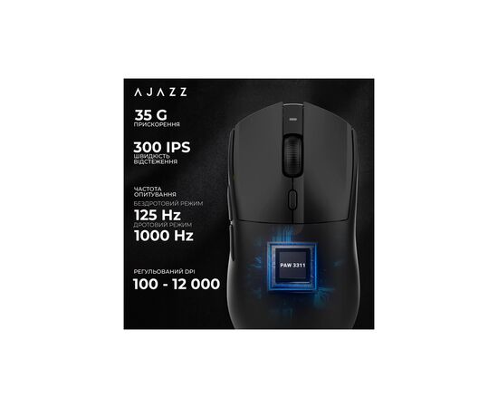 Мышка Ajazz AJ139 V2 MC Wireless/Bluetooth/USB Black (AJ139-V2-MC-B), изображение 12 Мышка Ajazz AJ139 V2 MC Wireless/Bluetooth/USB Black (AJ139-V2-MC-B), изображение 12