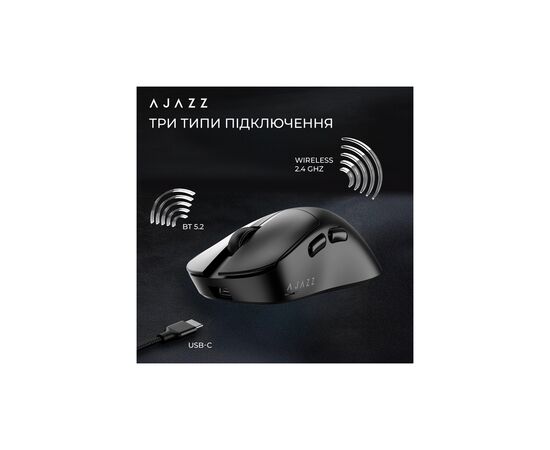 Мышка Ajazz AJ179 V2 MAX Wireless/Bluetooth/USB Black (AJ179-V2-MAX-B), изображение 11 Мышка Ajazz AJ179 V2 MAX Wireless/Bluetooth/USB Black (AJ179-V2-MAX-B), изображение 11