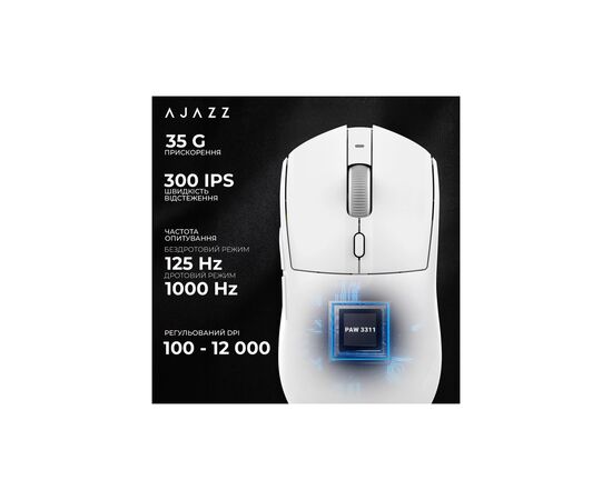 Мышка Ajazz AJ139 V2 MC Wireless/Bluetooth/USB White (AJ139-V2-MC-W), изображение 9 Мышка Ajazz AJ139 V2 MC Wireless/Bluetooth/USB White (AJ139-V2-MC-W), изображение 9