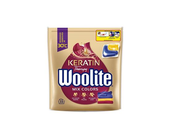 Капсулы для стирки Woolite Для цветной ткани С кератином 33 шт. (5900627094152)
