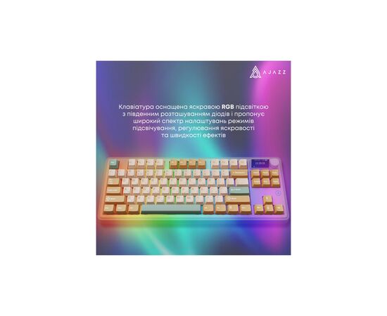 Клавіатура Ajazz AK870 Jasmine Switch Yellow RGB USB/Wireless/Bluetooth UA Brown (AK870-JS-YWG), зображення 11 Клавіатура Ajazz AK870 Jasmine Switch Yellow RGB USB/Wireless/Bluetooth UA Brown (AK870-JS-YWG), зображення 11