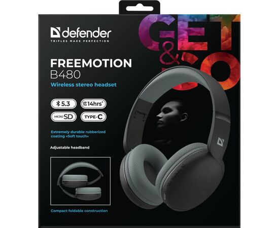 Наушники Defender FreeMotion B480 Bluetooth Black (63480), изображение 10 Наушники Defender FreeMotion B480 Bluetooth Black (63480), изображение 10