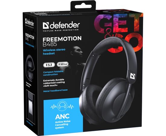 Наушники Defender FreeMotion B485 Bluetooth ANC Black (63485), изображение 10 Наушники Defender FreeMotion B485 Bluetooth ANC Black (63485), изображение 10