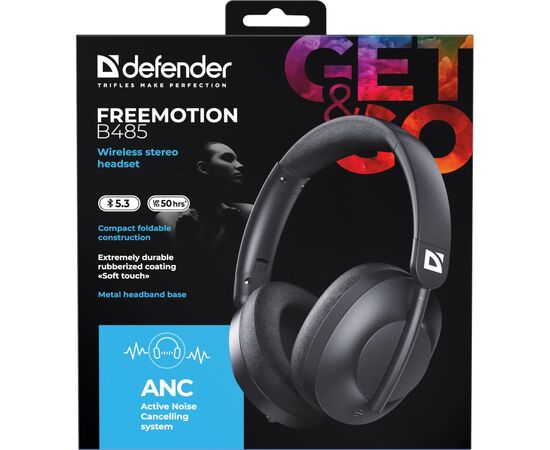 Наушники Defender FreeMotion B485 Bluetooth ANC Black (63485), изображение 11 Наушники Defender FreeMotion B485 Bluetooth ANC Black (63485), изображение 11