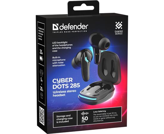 Наушники Defender CyberDots 285 Bluetooth Black (63285), изображение 7 Наушники Defender CyberDots 285 Bluetooth Black (63285), изображение 7