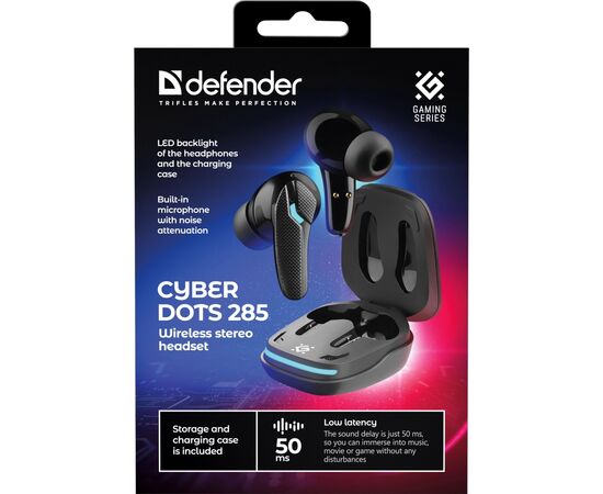 Наушники Defender CyberDots 285 Bluetooth Black (63285), изображение 8 Наушники Defender CyberDots 285 Bluetooth Black (63285), изображение 8
