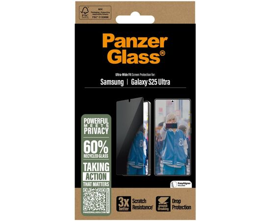 Стекло защитное PANZERGLASS Privacy Samsung Galaxy S25 Ultra Ultra-Wide Fit (PG_PGRPUWFG38488), изображение 4 Стекло защитное PANZERGLASS Privacy Samsung Galaxy S25 Ultra Ultra-Wide Fit (PG_PGRPUWFG38488), изображение 4